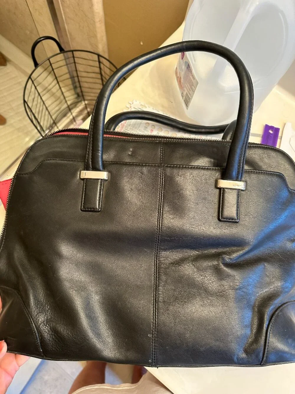 Knomo London Black Leather Laptop Bag Rubi styole